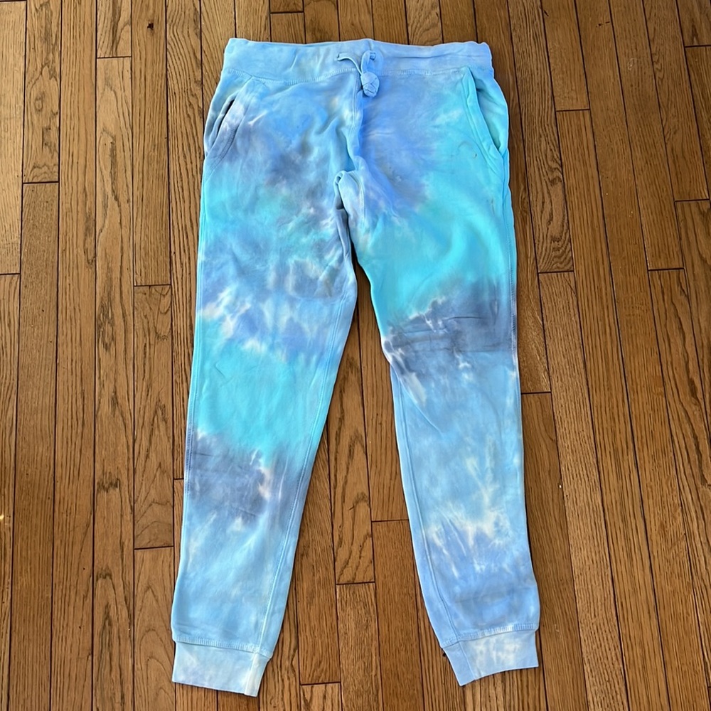 Blue tie dye joggers